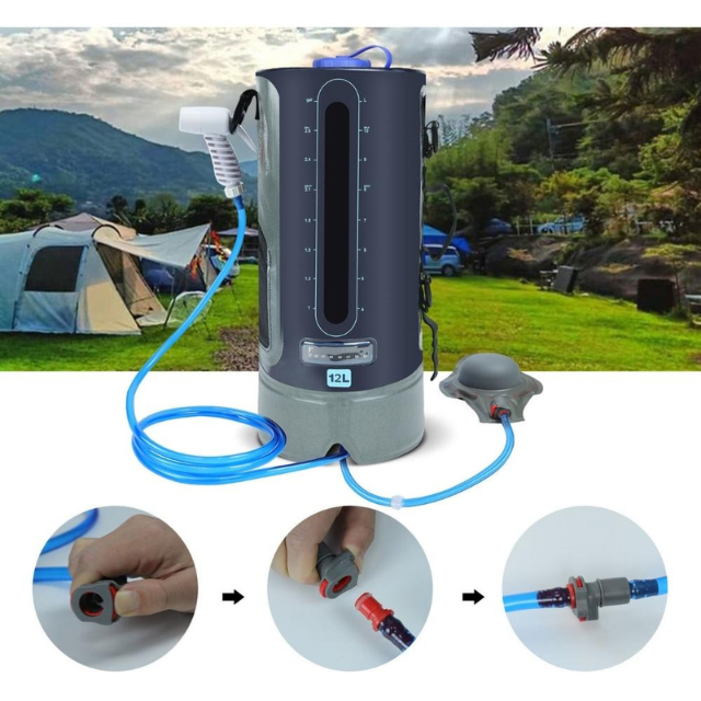 Bolsa de agua de ducha para acampar con bomba de aire (ESG21122)