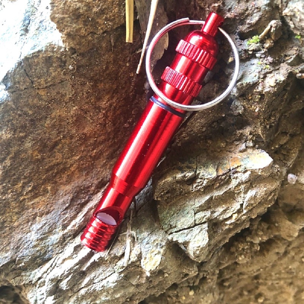 Whistle de collar de llavero portátil de fuerte silbato de emergencia de titanio (ESG18175)