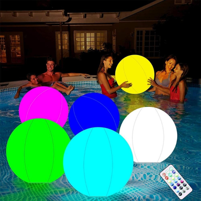 Bola de playa colorida LED inflable iluminado (ESG20558)