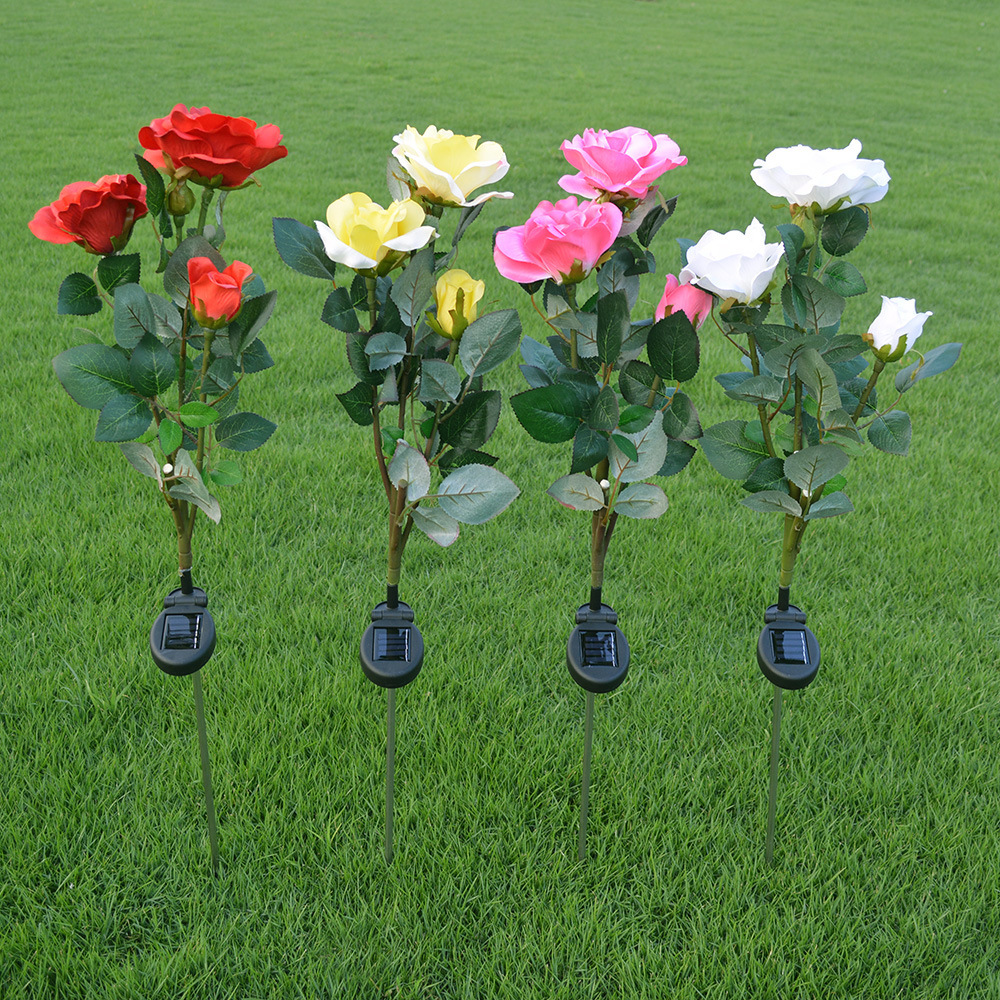 Luces solares de jardín de flores de rosas, luces de rosas LED decorativas al aire libre (ESG10094)